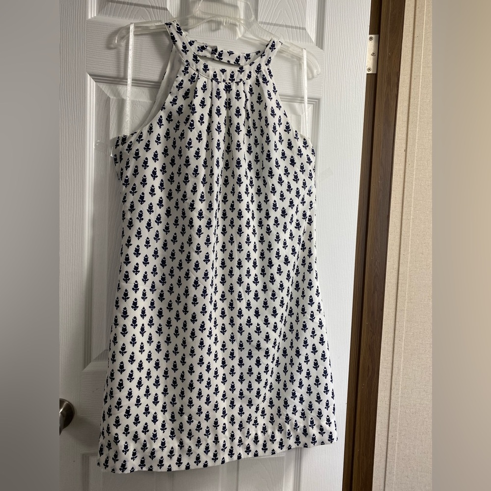 J. Crew Black and White Pleated Halter Sundress